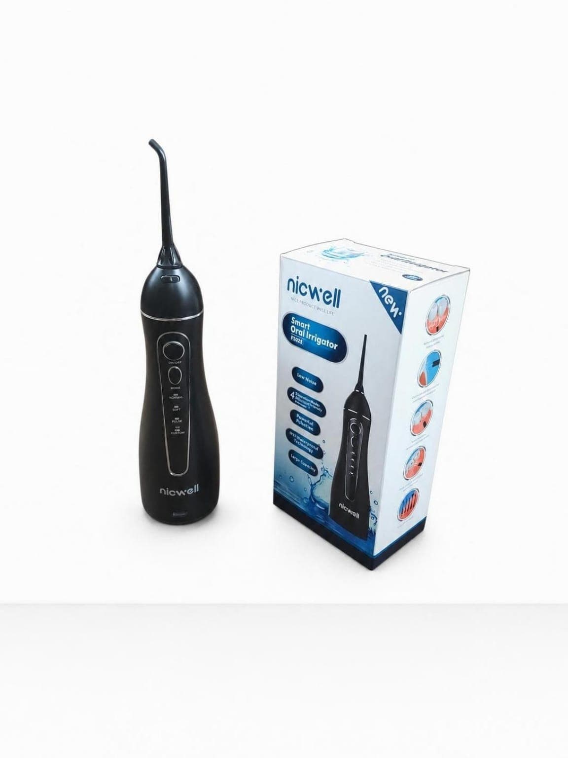 Seller-ready oral irrigator image on a clean white backdrop after Portrait Drop