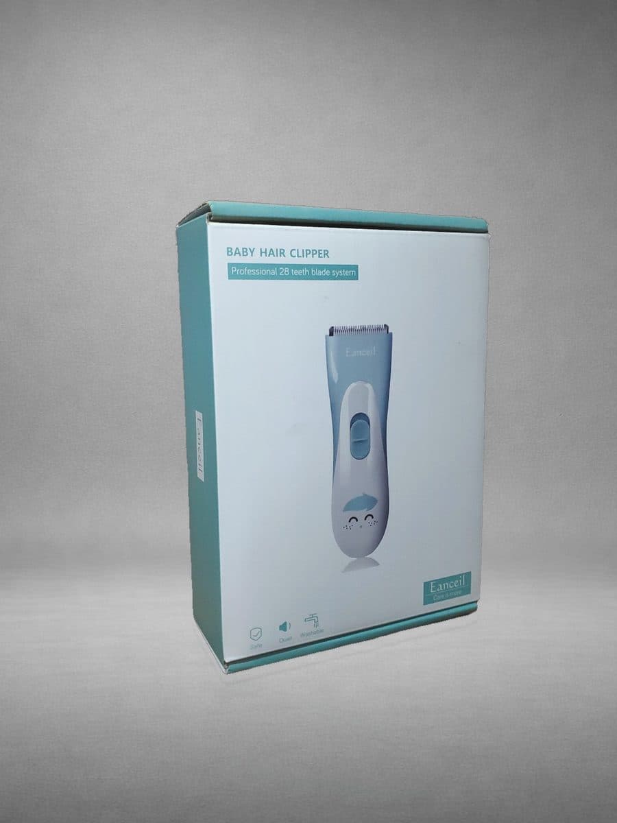 Baby hair clipper box product photo output from Portrait Drop
