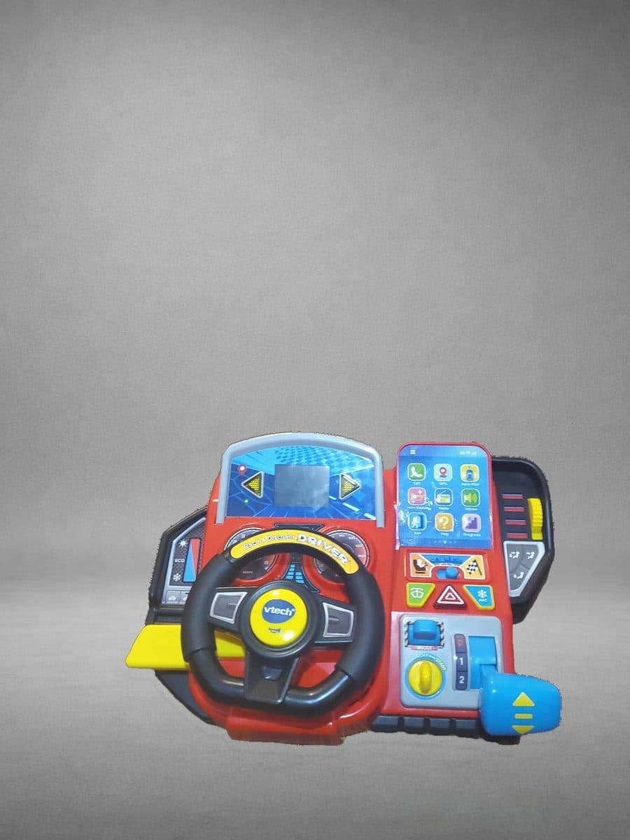 Toy steering wheel product photo output from Portrait Drop
